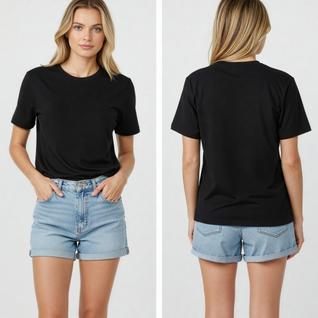 Camiseta Feminina Básica 100 algodão Manga Curta Gola Redonda Reforço de ombro Toque Macio