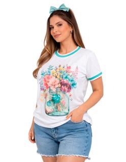 Camiseta Feminina Estampada Manga Curta Tendência Moda