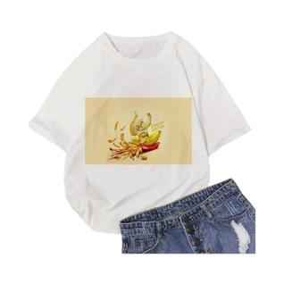 Camiseta Feminina Verão - Gola Redonda, Manga Curta, Estampa de Desenho Animado Dolce & Ga