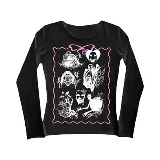 Camiseta Gráfica Feminina Y2K Harajuku Goth Anime Kitty Grunge Emo Dos Anos 2000