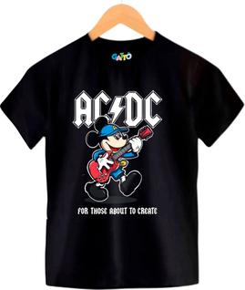 Camiseta Infantil Unissex 100% algodão Rock ACDC Desenho