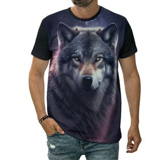 Camiseta Lobo Com Olhar Profundo Arte Animal Camisa Natureza