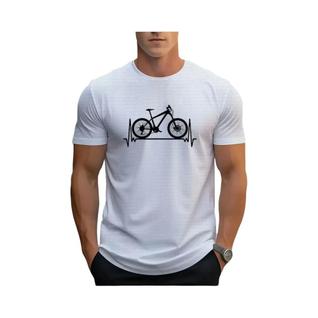 Camiseta Masculina Estilosa Com Estampa De Bicicleta, Camiseta Confortável E Chique Para O