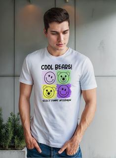 Camiseta Masculina Manga Curta Em Algodão Cool Bears
