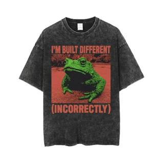 Camiseta Masculina Oversized Com Estampa De Sapo Engraçado, Estilo Japonês Retrô, Com Efei