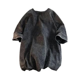 Camiseta Masculina Oversized Y2K Vintage Streetwear Com Lavagem Ácida, Caimento Solto, Mar