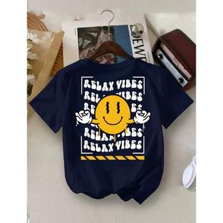 Camiseta Menino Manga Curta Oversized Estampa Personalizada Relax Vibes