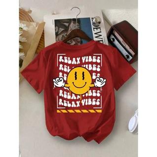 Camiseta Menino Manga Curta Oversized Estampa Personalizada Relax Vibes
