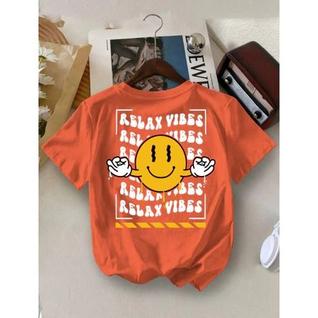 Camiseta Menino Manga Curta Oversized Estampa Personalizada Relax Vibes