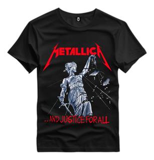 Camiseta Metallica And Justice For All Preta Banda De Rock Metal Roqueiro