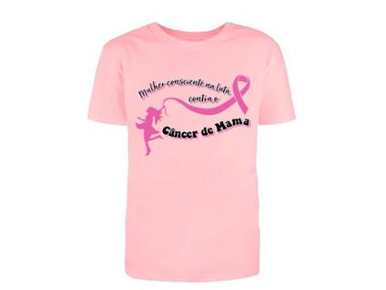 Camiseta Outubro Rosa  Contra Câncer de  Mama Cura Fé
