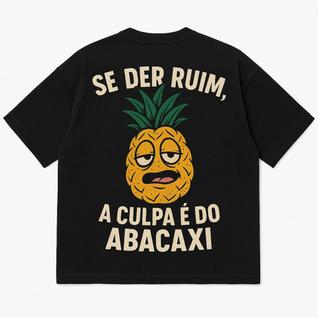 Camiseta Oversized Abacaxi Rave Festa Preta 100% Algodão