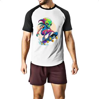 Camiseta Raglan ET andando de skate