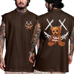 Camiseta Regata Masculina Oversized Streetwear Estampada Bear X Smiley Envio Rapido