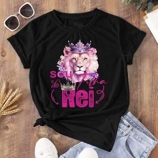 Camiseta T-shirt Feminina Blusa Seja Forte Leão Judá filha do rei
