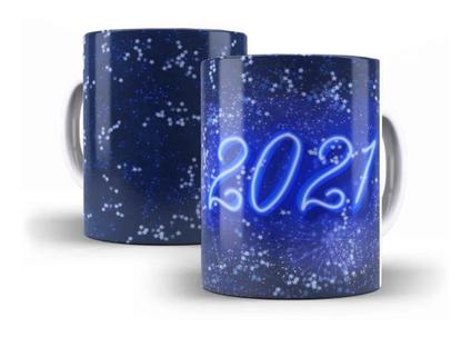 Caneca Porcelana Ano Novo Réveillon 2021 Decoração