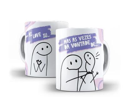 Caneca Porcelana Dia dos Namorados Ai Love Iu Mas As Vezes Dá Vontade De