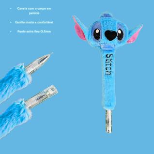 Caneta em Gel Azul Corpo Pelucia Stitch Angel Ponta Fina 0.5mm Unidade  Fofo  Papelaria Ka