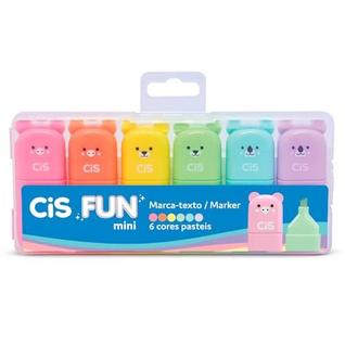 Caneta Marca Texto Cis Fun Mini Pastel 6 Cores