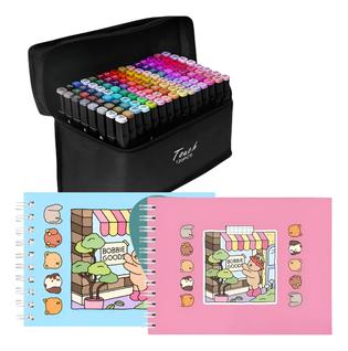 Canetinhas com Ponta Brush + Ponta Fina 120 cores + 2 livros