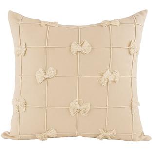 Capa de almofada quadrada - drapeada com franjas em macramê