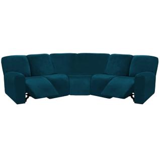Capa de mobiliário ULTICOR Velvet, 7 peças, sofá em forma de L, azul-petróleo
