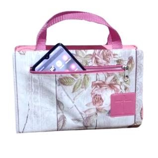 Capa para Bíblia Média n 11 com Alça e Zíper com Bolso Externo  Estilo Bolsa - Floridas