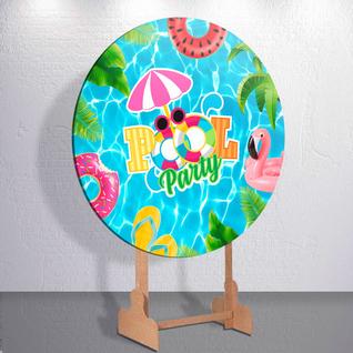 Capas Festa Na Piscina Pool Painel Redondo Grande ou Mini Estampa Colorida