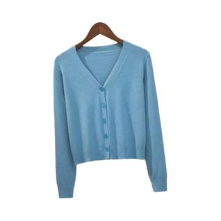 Cardigã Feminino De Tricô Com Decote Em V E Botões, Manga Longa, Cinza E Branco, Casual, P