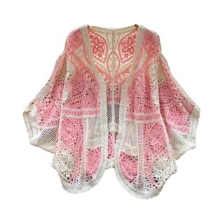 Cardigã Feminino Oversized Boho Chic De Crochê Com Abertura Frontal Para Praia E Verão - B