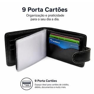 Carteira Masculina Couro Legitimo Premium Com Fecho Completo com porta cartão