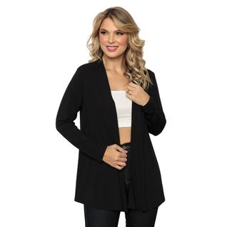 Casaco Cardigã Curto Malha Viscolycra Premium Casual Fashion