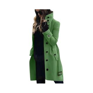 Casaco Feminino de Lã para Inverno - Quente, Gola Virada e Único Botão