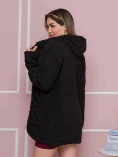 Casaco Feminino Teddy Longo Sobretudo De Inverno Peluciado