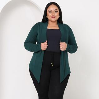 Casaquinho Cardigã Plus Size Feminino Meia Estação Manga