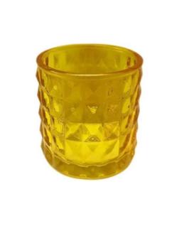 Castiçal de Vidro Colorido Texturado 3D Triângulo Invertido - Rio Master