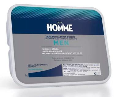 Cera Depilatória Quente Barra Azuleno e Óleo Essencial de Cravo Depil Homme 1kg