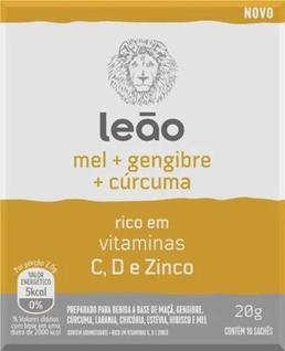 Chá Vitamínico Leão Mel, Gengibre E Cúrcuma 10 Sachês