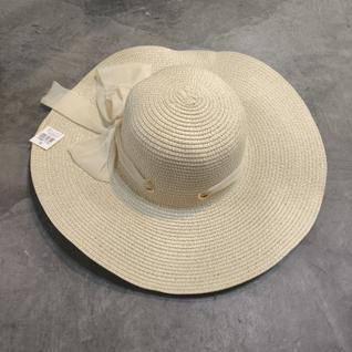 Chapéu Feminino Modelo Floppy Fibra Laço Aba Grande Duas Cores Bege e Caramelo
