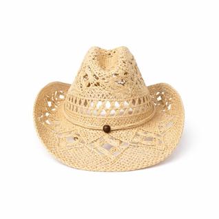 Chapéu Praia Palha Campo Cowboy Feminino Virgínia Boho Verão Chic Cor:Marfim
