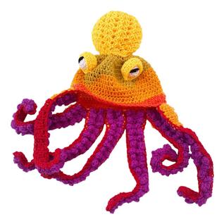 Chapéu tricotado à mão em forma de polvo para festa de Halloween, truque engraçado