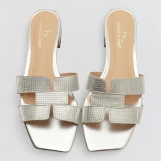 Chinelo Feminino Sapato da Corte Salto Baixíssimo Texturizado