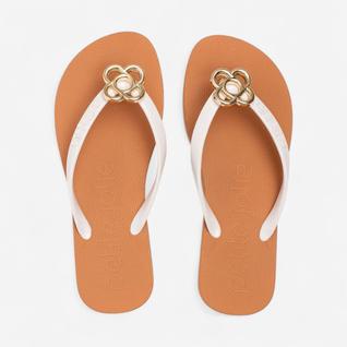 Chinelo Petite Jolie Fresh Branco/Caramelo