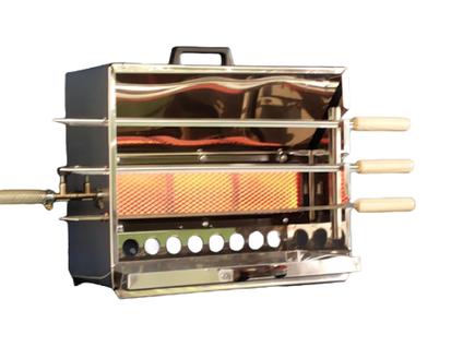 Churrasqueira 3 Espetos C/ Queimador Infravermelho Aço Inox - Giro Manual