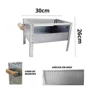 Churrasqueira/Grill Galvanizada C/ Grelha Portátil Aço Anti Corte