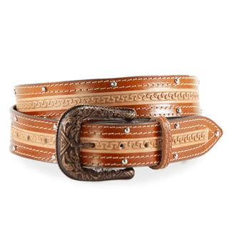 Cinto Country Feminino Cravejado Em Couro Fivela Removível