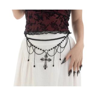 Cinto De Franjas Multicamadas Retrô Gótico Feminino Com Pingente De Cruz, Corrente De Cint