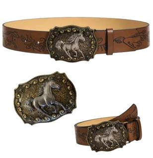 Cinto Decorado com Fivela Cavalo Estilo e Personalidade