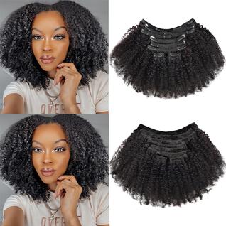 Clip in Hair Extensions beauty youth Afro Kinky Curly 120g