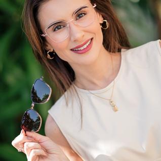 Clip-On 3 em 1 Armação Óculos de Sol Feminino Luiza Lê Belle Rose Proteção UV